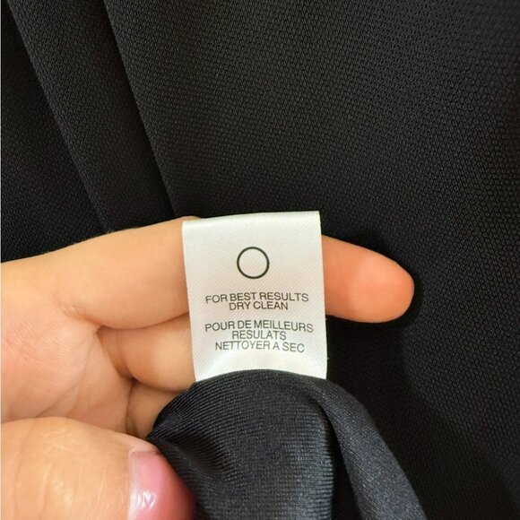 HALSTON HERITAGE Black Sheer Sleeve Ruch Wrap Elegant Gala Evening Maxi Dress - Picture 9 of 11